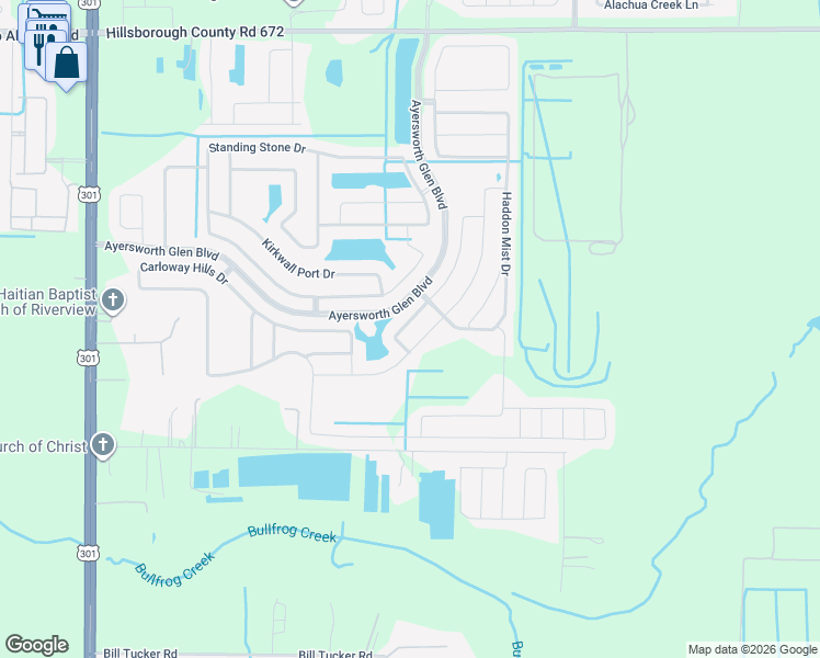 map of restaurants, bars, coffee shops, grocery stores, and more near 11005 Standing Stone Drive in Wimauma