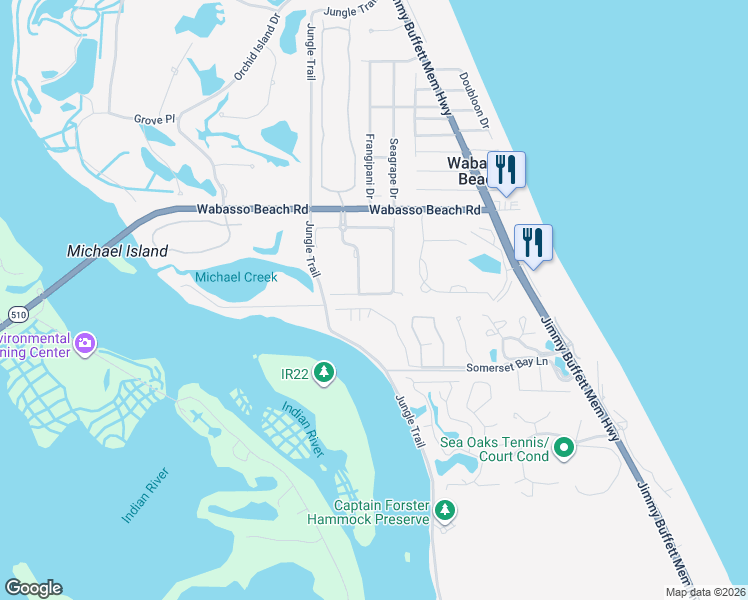 map of restaurants, bars, coffee shops, grocery stores, and more near 2046 Indian Summer Lane in Vero Beach