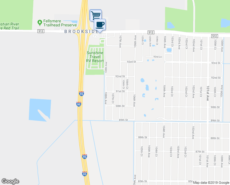 map of restaurants, bars, coffee shops, grocery stores, and more near 9086 107th Court in Vero Beach