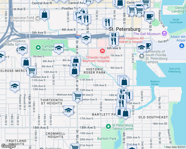 map of restaurants, bars, coffee shops, grocery stores, and more near in St. Petersburg
