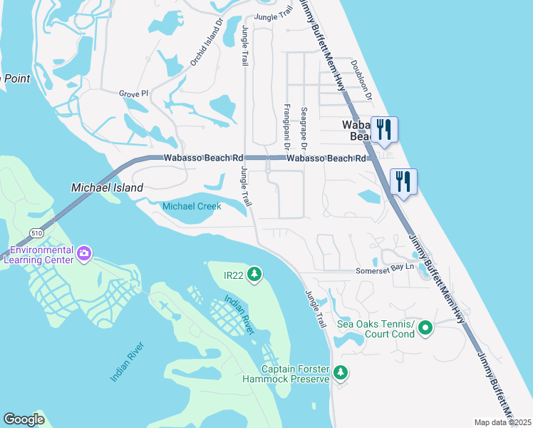 map of restaurants, bars, coffee shops, grocery stores, and more near 9125 Seasons Terrace in Vero Beach