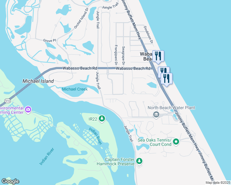 map of restaurants, bars, coffee shops, grocery stores, and more near 2070 Indian Summer Lane in Vero Beach