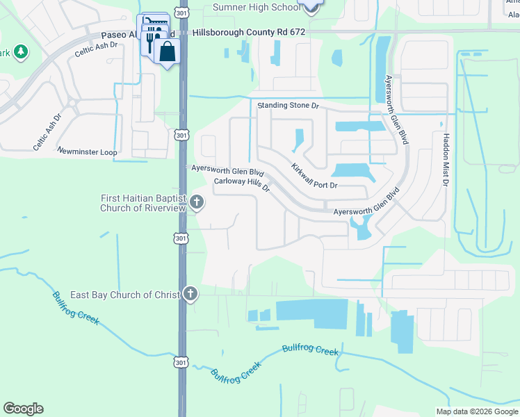 map of restaurants, bars, coffee shops, grocery stores, and more near 10643 Carloway Hills Drive in Wimauma