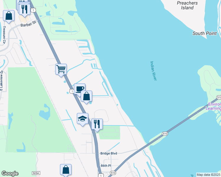 map of restaurants, bars, coffee shops, grocery stores, and more near 9150 44th Avenue in Sebastian