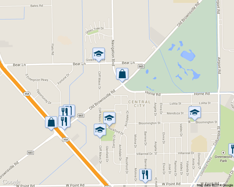 map of restaurants, bars, coffee shops, grocery stores, and more near 1014 Golden Gate Circle in Corpus Christi