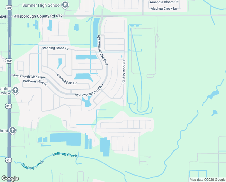 map of restaurants, bars, coffee shops, grocery stores, and more near 14524 Scottburgh Glen Drive in Wimauma