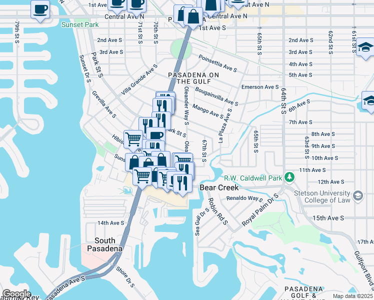 map of restaurants, bars, coffee shops, grocery stores, and more near in Bear Creek