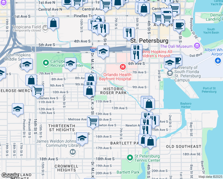 map of restaurants, bars, coffee shops, grocery stores, and more near in St. Petersburg