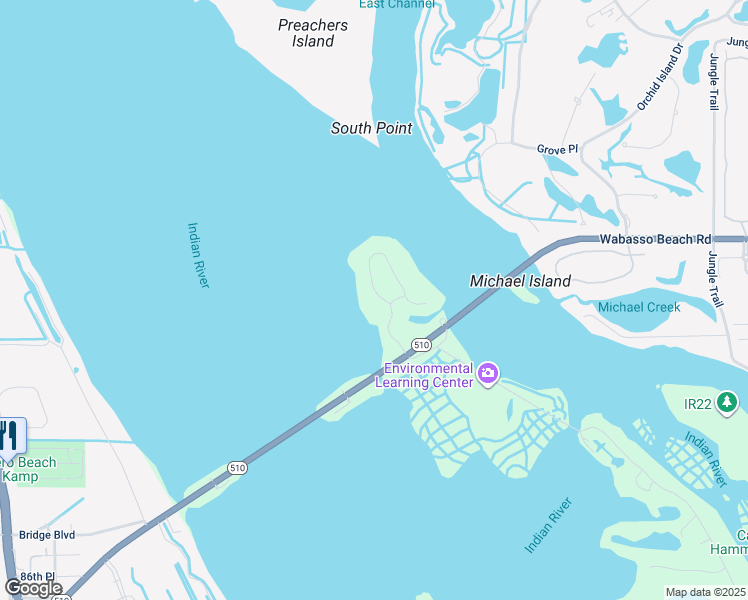 map of restaurants, bars, coffee shops, grocery stores, and more near 9225 Marsh Island Drive in Vero Beach