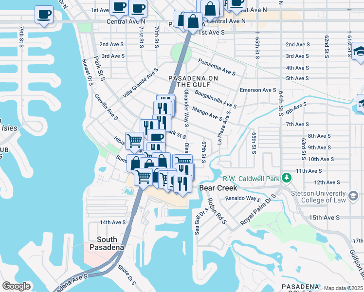 map of restaurants, bars, coffee shops, grocery stores, and more near in Bear Creek