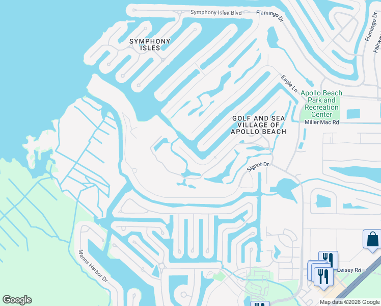 map of restaurants, bars, coffee shops, grocery stores, and more near 925 Golf Island Drive in Apollo Beach