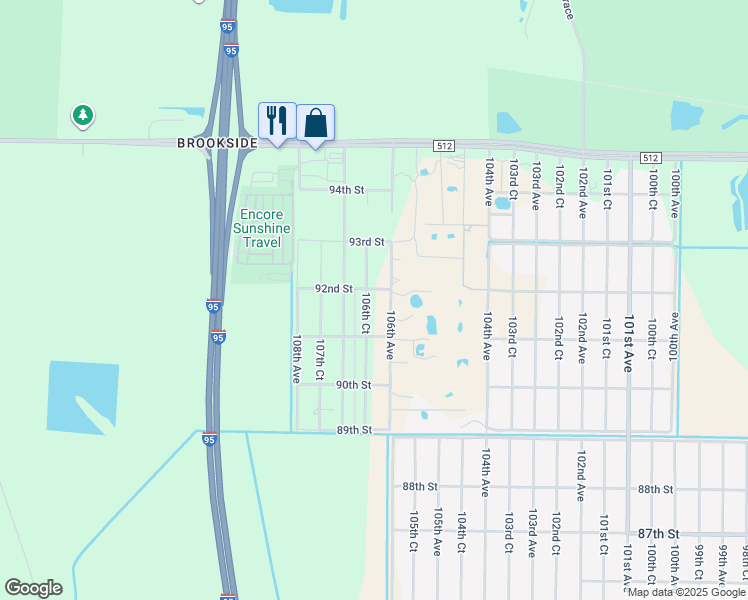 map of restaurants, bars, coffee shops, grocery stores, and more near 9176 106th Court in Vero Beach