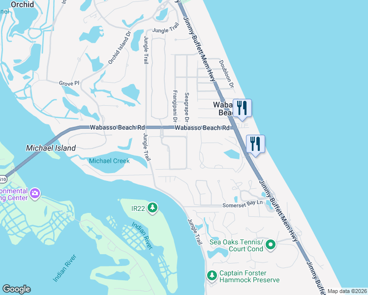 map of restaurants, bars, coffee shops, grocery stores, and more near 9215 Spring Time Drive in Vero Beach