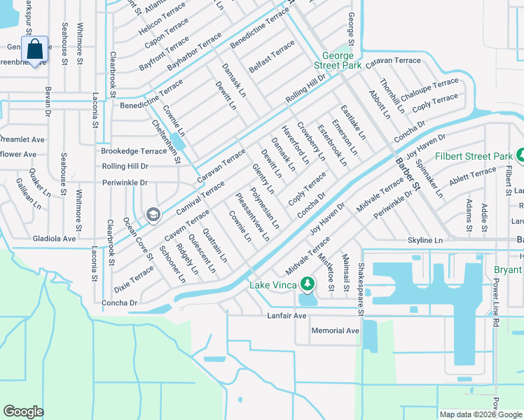 map of restaurants, bars, coffee shops, grocery stores, and more near 1549 Polynesian Lane in Sebastian