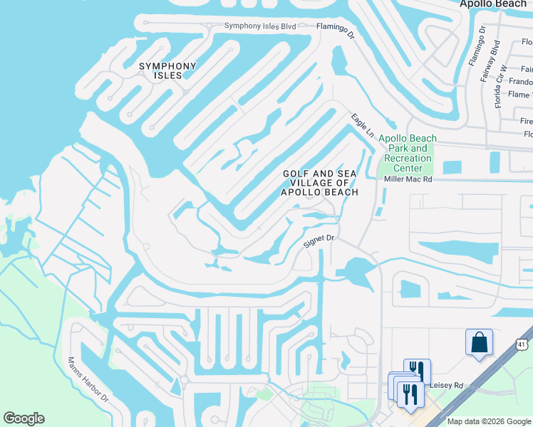 map of restaurants, bars, coffee shops, grocery stores, and more near 910 Bunker View Drive in Apollo Beach