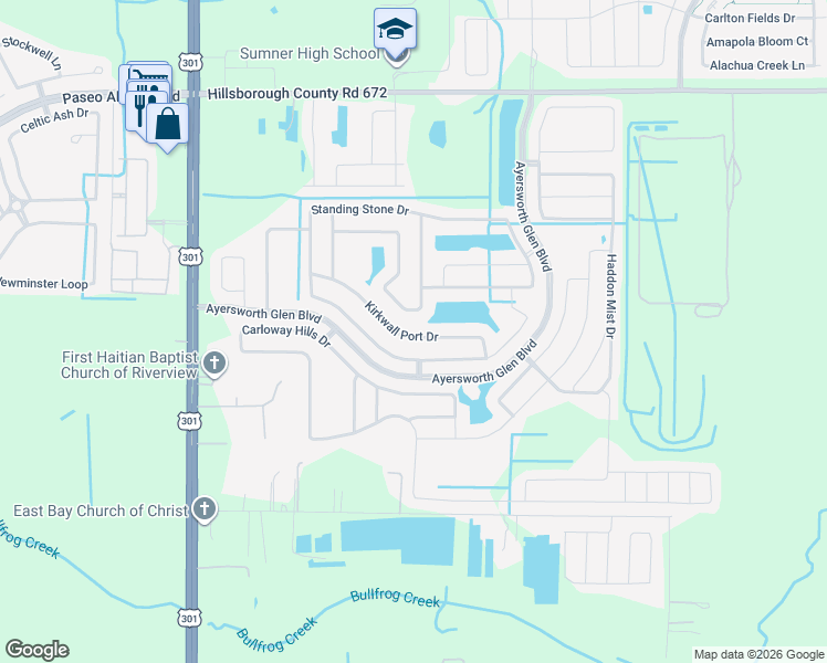 map of restaurants, bars, coffee shops, grocery stores, and more near 10856 Kirkwall Port Drive in Wimauma