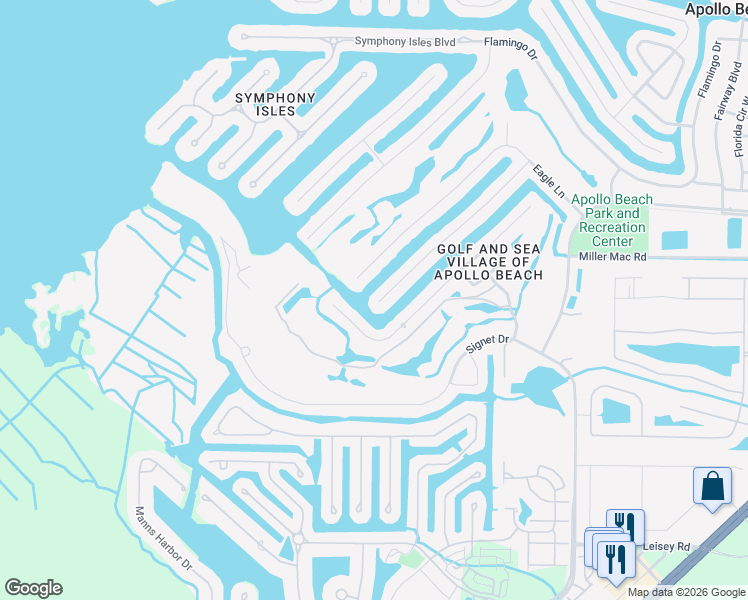 map of restaurants, bars, coffee shops, grocery stores, and more near 925 Golf Island Drive in Apollo Beach