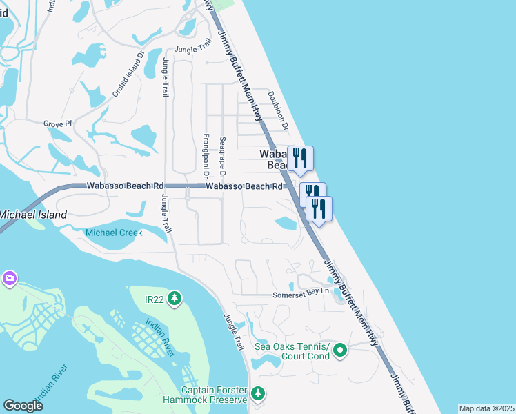 map of restaurants, bars, coffee shops, grocery stores, and more near 9255 93rd Street in Vero Beach
