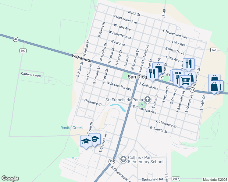 map of restaurants, bars, coffee shops, grocery stores, and more near 306 Street Peters Avenue in San Diego