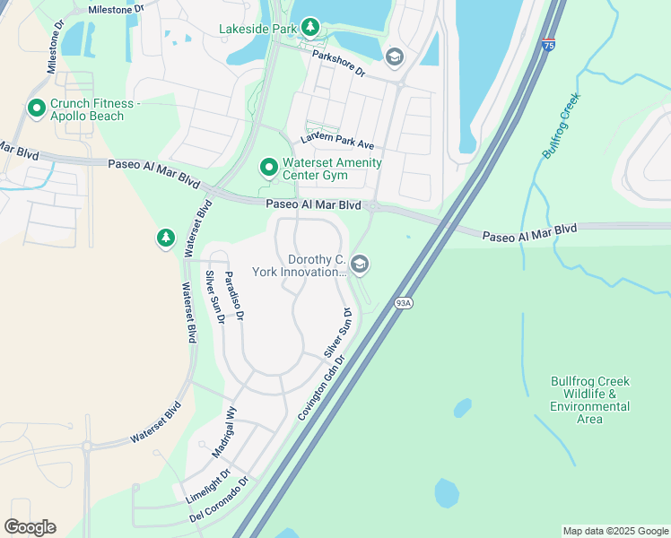 map of restaurants, bars, coffee shops, grocery stores, and more near 5568 Silver Sun Drive in Apollo Beach