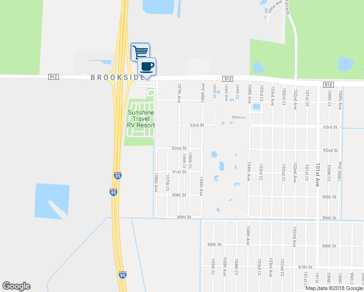 map of restaurants, bars, coffee shops, grocery stores, and more near 10690 92nd Street in Vero Beach