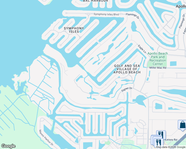 map of restaurants, bars, coffee shops, grocery stores, and more near 926 Eagle Lane in Apollo Beach