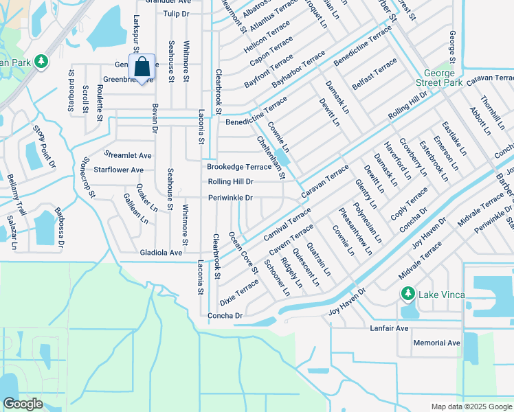 map of restaurants, bars, coffee shops, grocery stores, and more near 1521 Penlynn Street in Sebastian