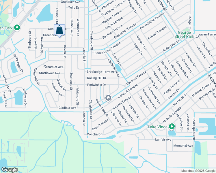 map of restaurants, bars, coffee shops, grocery stores, and more near 1501 Penlynn Street in Sebastian