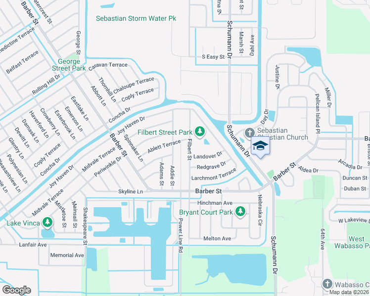 map of restaurants, bars, coffee shops, grocery stores, and more near 1576 Addie Street in Sebastian