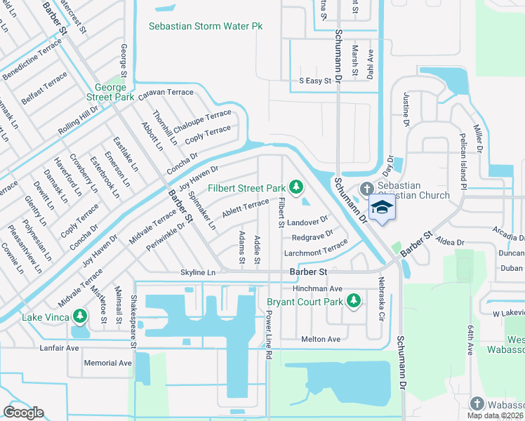 map of restaurants, bars, coffee shops, grocery stores, and more near 1576 Addie Street in Sebastian