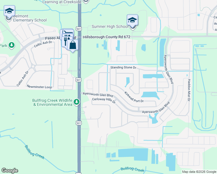map of restaurants, bars, coffee shops, grocery stores, and more near Standing Stone Drive in Riverview