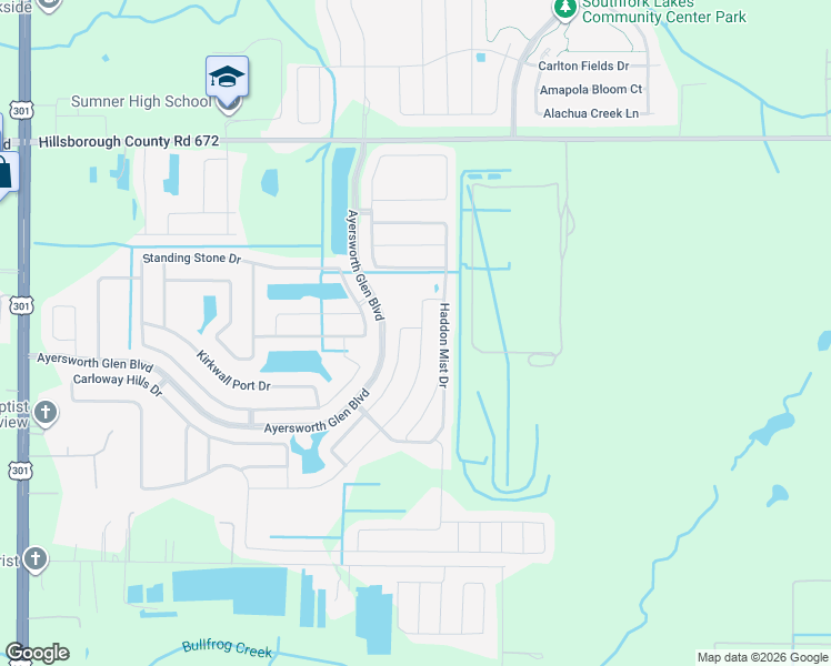 map of restaurants, bars, coffee shops, grocery stores, and more near 14433 Scottburgh Glen Drive in Wimauma