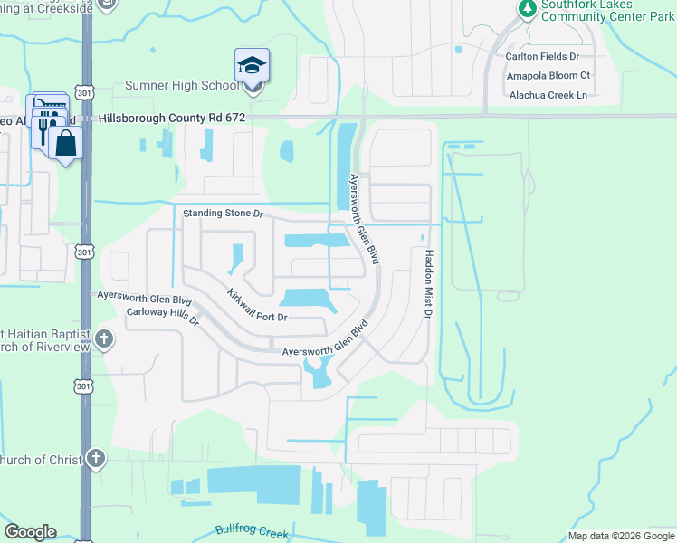 map of restaurants, bars, coffee shops, grocery stores, and more near 10542 Standing Stone Drive in Wimauma