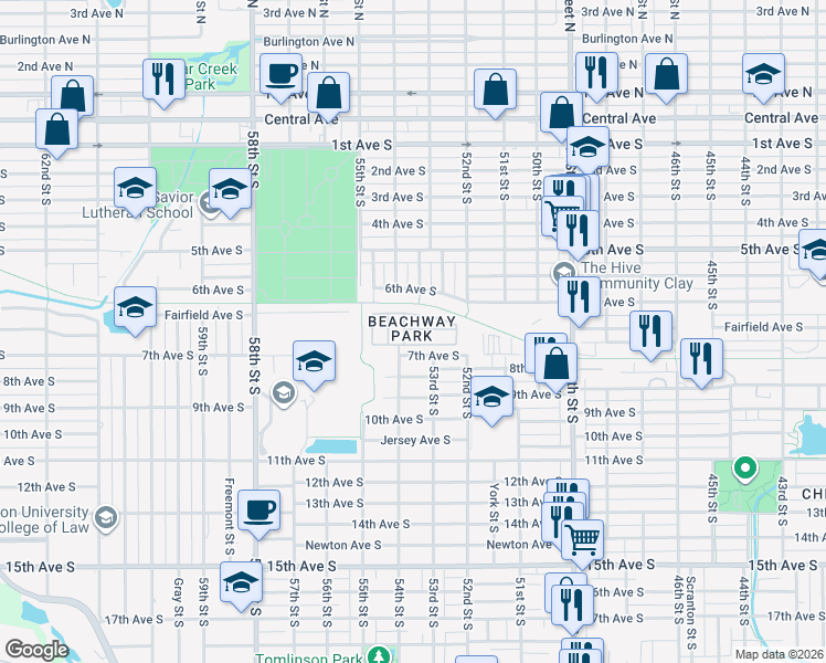 map of restaurants, bars, coffee shops, grocery stores, and more near 5324 6th Terrace South in Gulfport