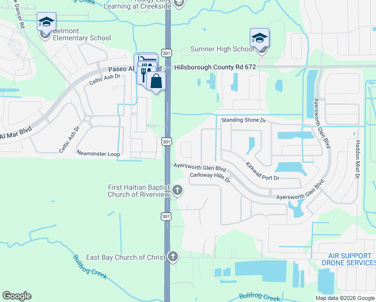 map of restaurants, bars, coffee shops, grocery stores, and more near 11414 U.S. 301 in Wimauma