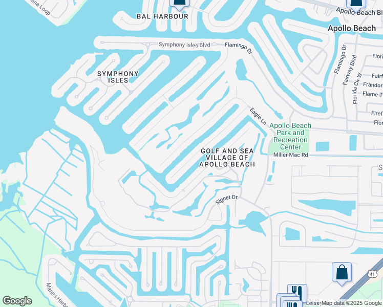 map of restaurants, bars, coffee shops, grocery stores, and more near 907 Golf Island Drive in Apollo Beach