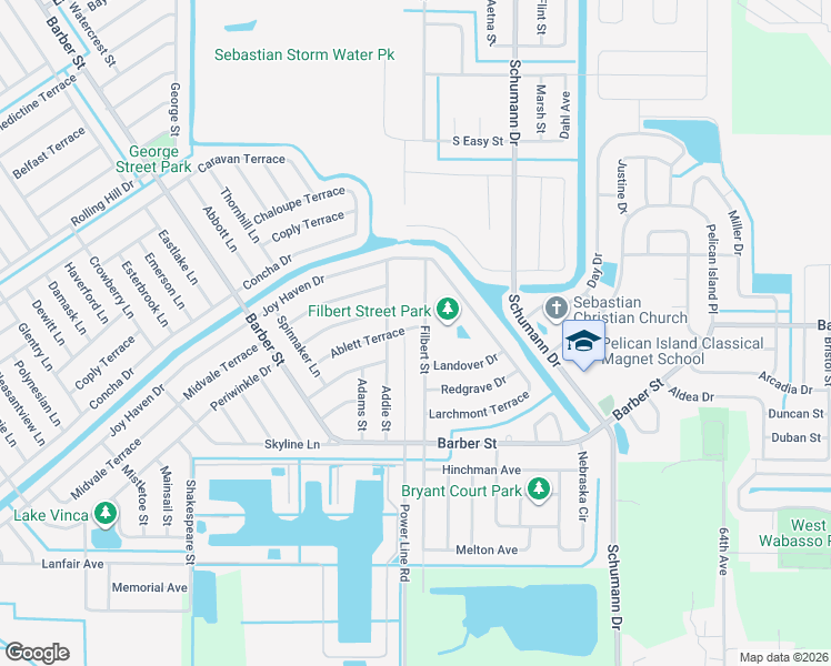 map of restaurants, bars, coffee shops, grocery stores, and more near 1576 Addie Street in Sebastian