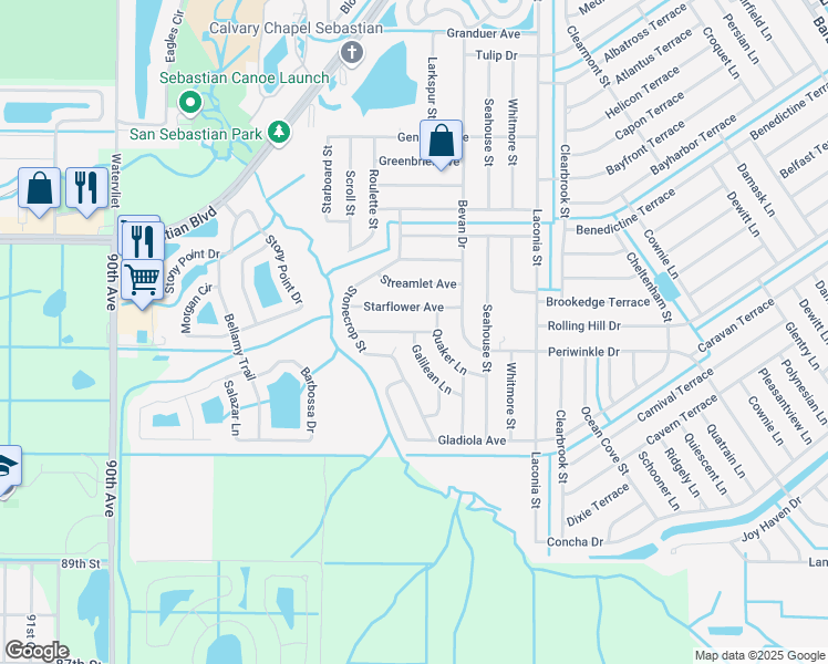 map of restaurants, bars, coffee shops, grocery stores, and more near 900 Franciscan Avenue in Sebastian
