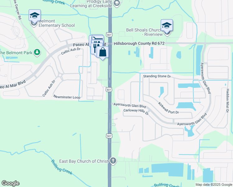 map of restaurants, bars, coffee shops, grocery stores, and more near 11414 U.S. 301 in Wimauma