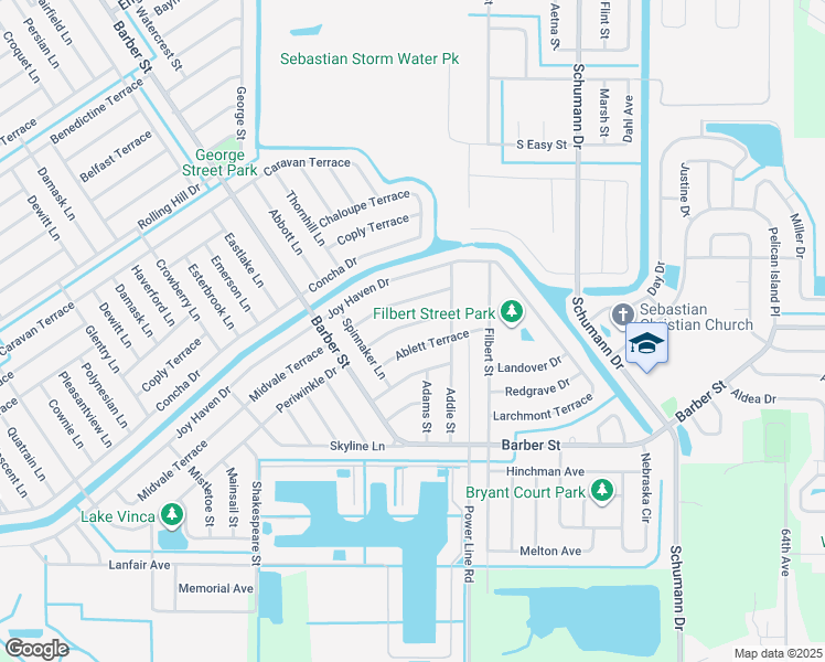 map of restaurants, bars, coffee shops, grocery stores, and more near 142 Abeto Terrace in Sebastian
