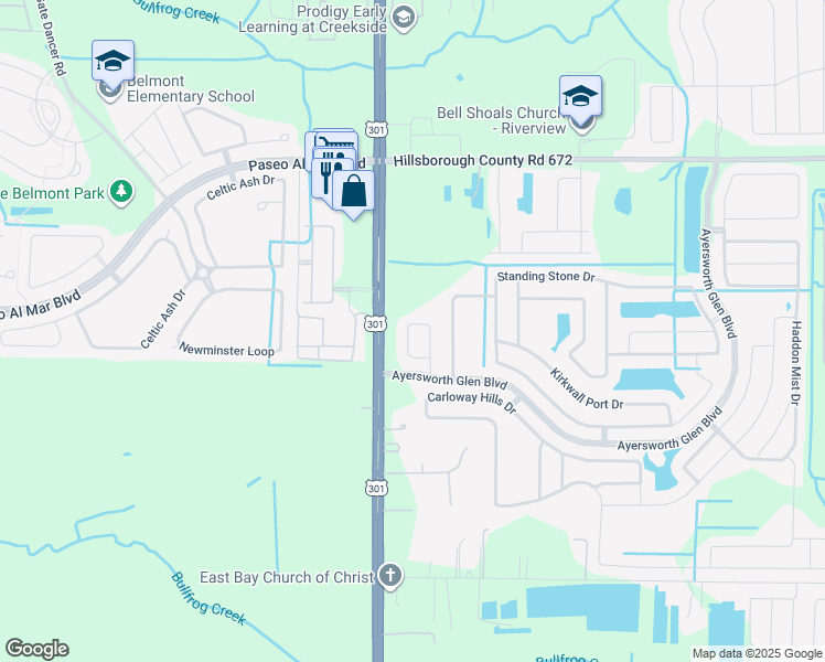 map of restaurants, bars, coffee shops, grocery stores, and more near 11414 U.S. 301 in Wimauma