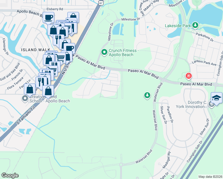 map of restaurants, bars, coffee shops, grocery stores, and more near 6234 Mooring Line Circle in Apollo Beach