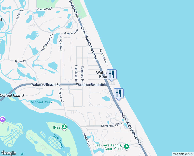 map of restaurants, bars, coffee shops, grocery stores, and more near 1920 West Barefoot Place in Vero Beach