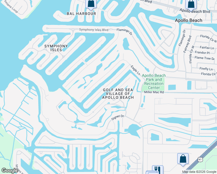 map of restaurants, bars, coffee shops, grocery stores, and more near 830 Golf Island Drive in Apollo Beach