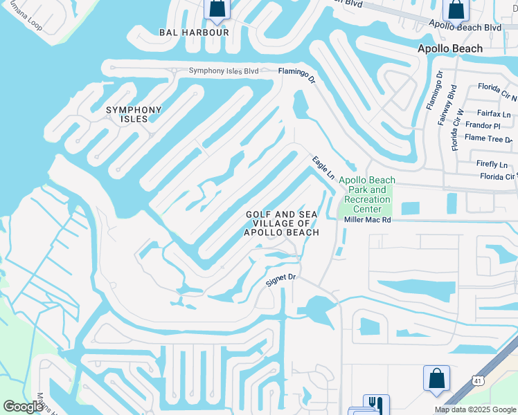 map of restaurants, bars, coffee shops, grocery stores, and more near 830 Golf Island Drive in Apollo Beach