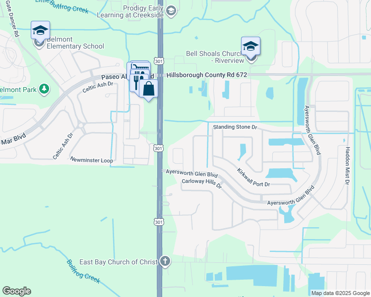 map of restaurants, bars, coffee shops, grocery stores, and more near 11414 U.S. 301 in Wimauma