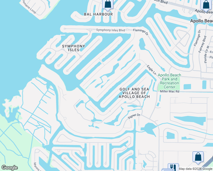 map of restaurants, bars, coffee shops, grocery stores, and more near 905 Eagle Lane in Apollo Beach