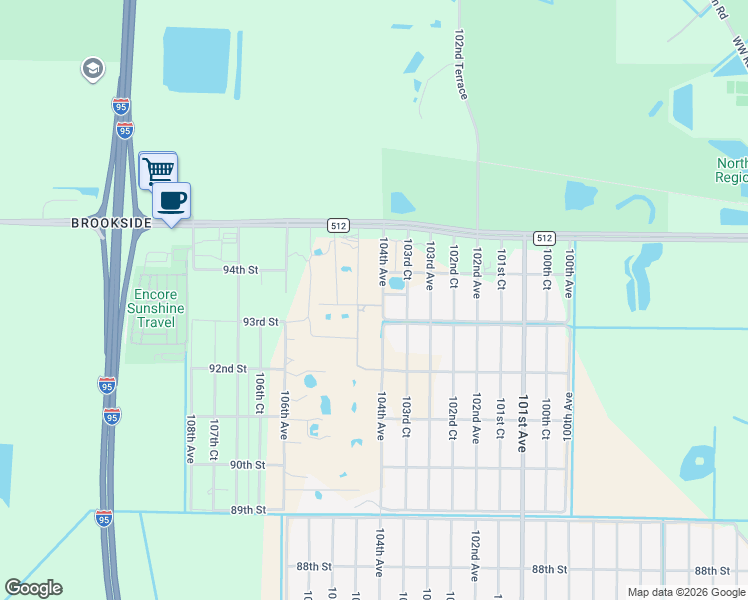 map of restaurants, bars, coffee shops, grocery stores, and more near 9390 104th Avenue in Vero Beach