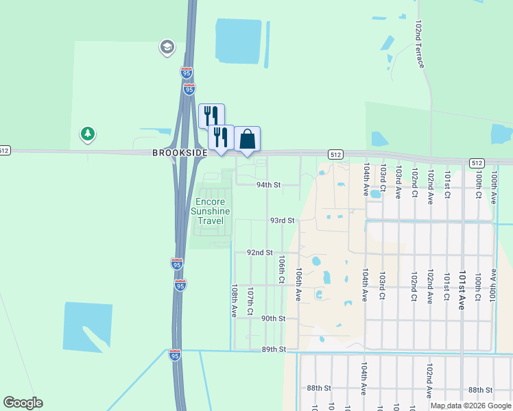 map of restaurants, bars, coffee shops, grocery stores, and more near 9355 107th Court in Vero Beach