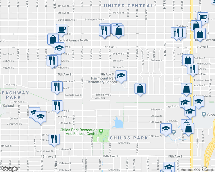 map of restaurants, bars, coffee shops, grocery stores, and more near 4309 6th Avenue South in Saint Petersburg